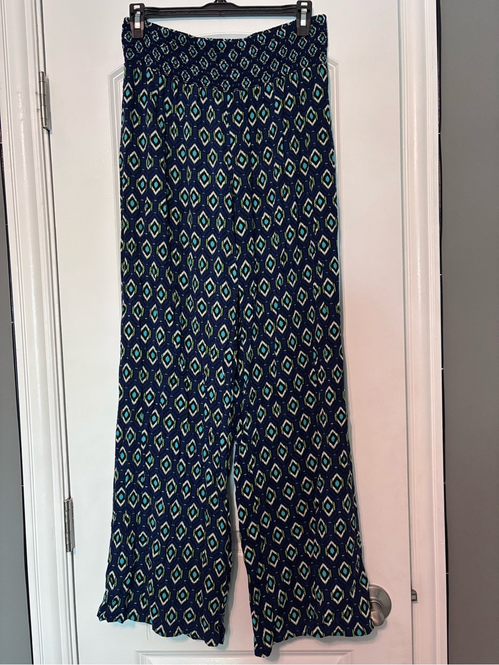Joe B by Joe Benbasset Boho Palazzo Pants XL Blue Geometric